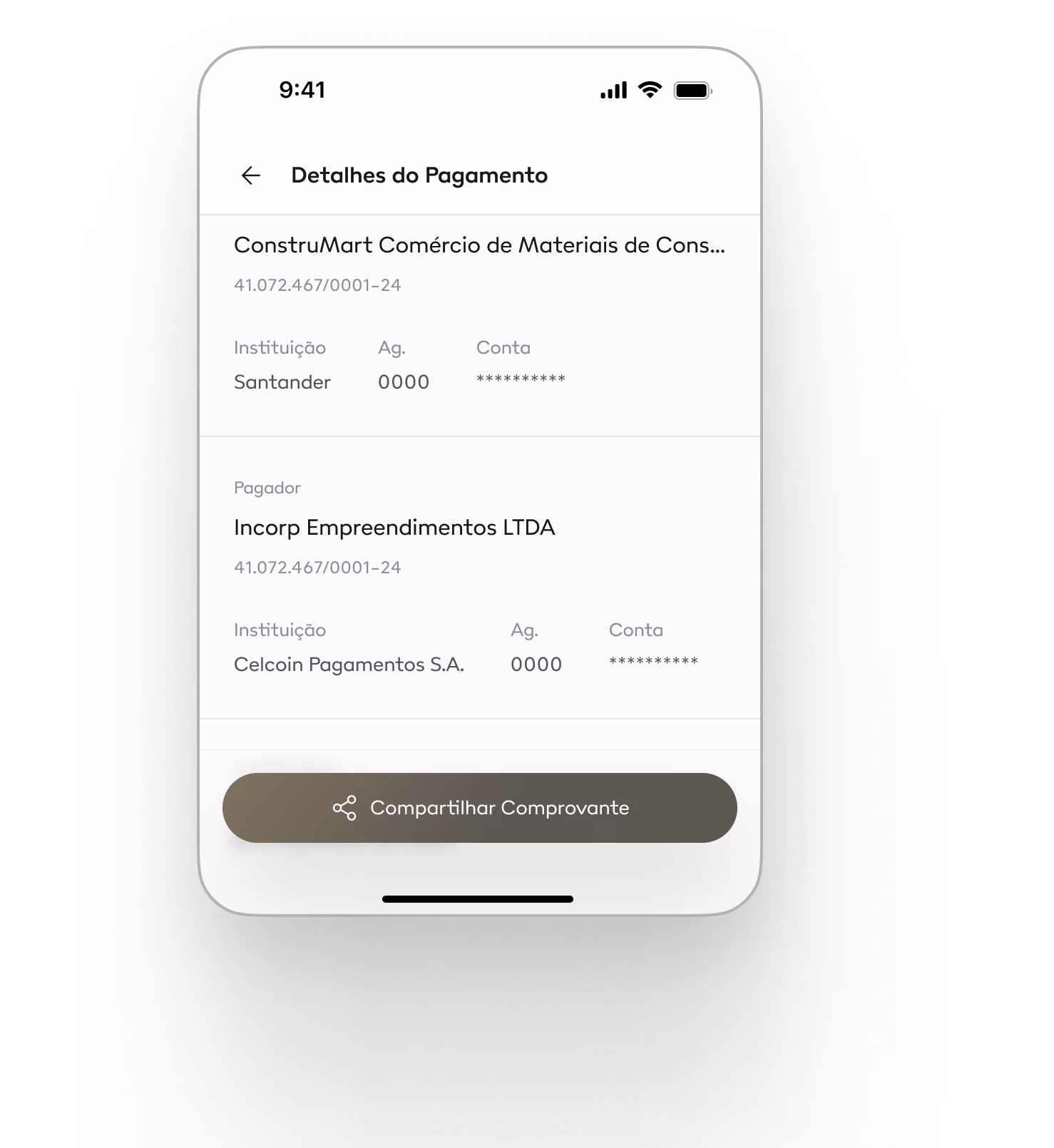 Comprovante de pagamento enviado pelo app da Paggo