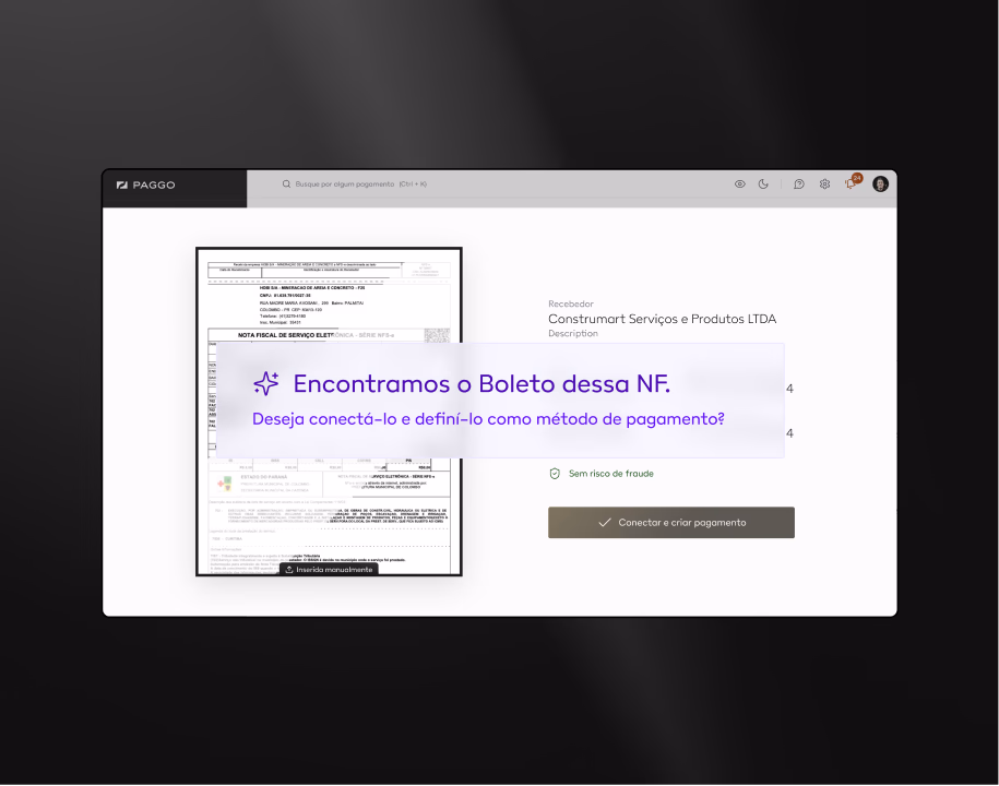 Boletos e notas fiscais associados automaticamente