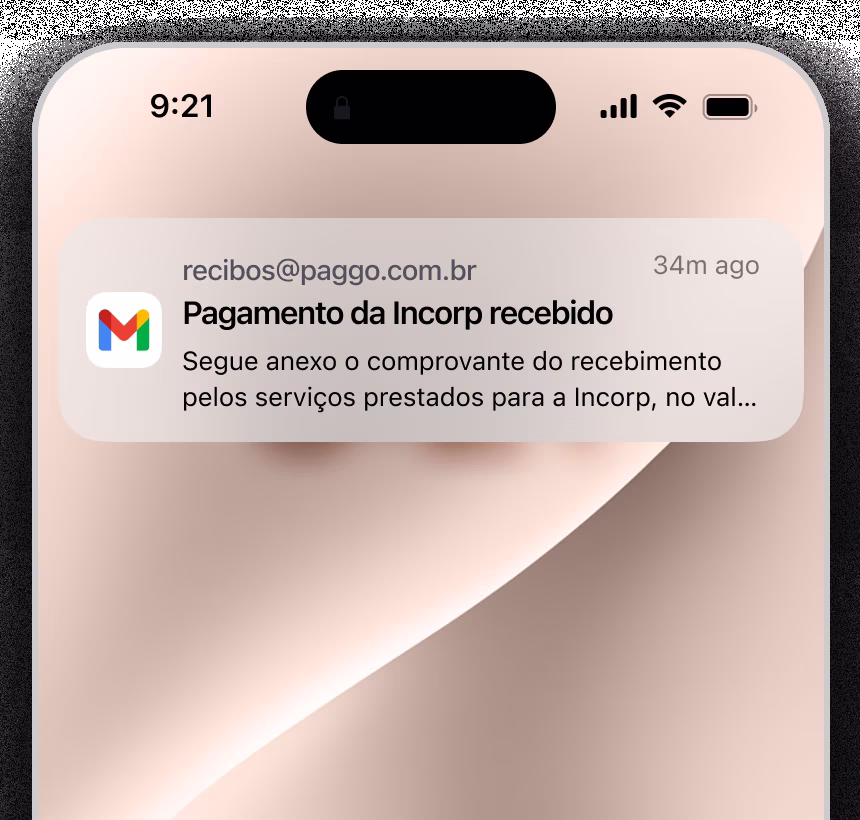 Notificação automática de pagamento enviada ao fornecedor por e-mail